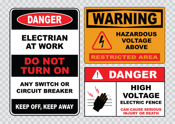 Высокое напряжение или электрические знаки безопасности
 - Вектор,изображение