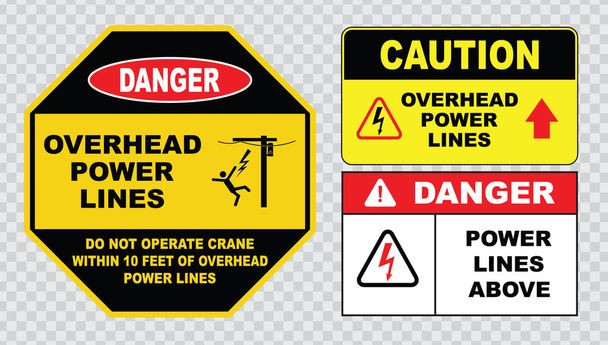 power lines danger signs - Vector, Image