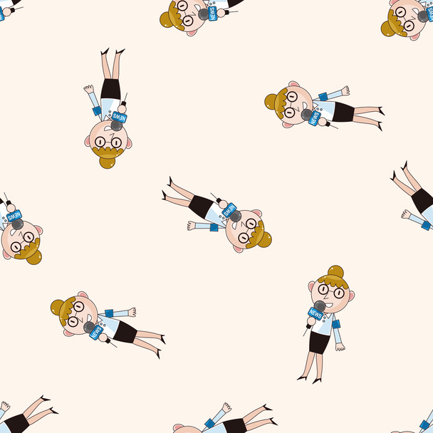 Reporter and photographer , cartoon seamless pattern background - ベクター画像