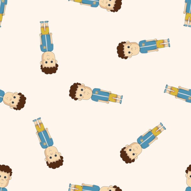 family boy character , cartoon seamless pattern background - Vecteur, image