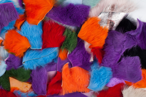 Texture colored rags rabbit fur - Photo, Image