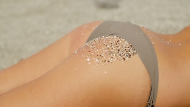 Woman with Sand on Buttocks - Footage, Video