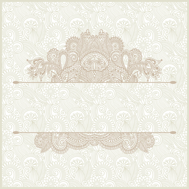 light floral frame on paisley background with place for your tex - Διάνυσμα, εικόνα