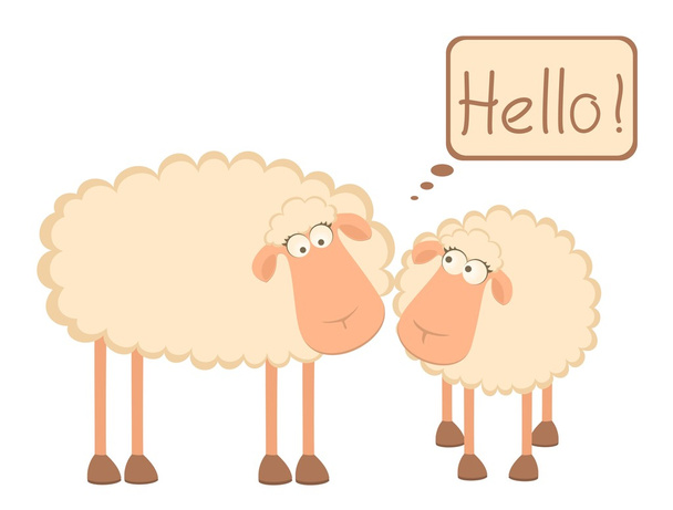Ilustracja wektorowa dwa kreskówka uśmiechający się owiec w miłości - Wektor, obraz