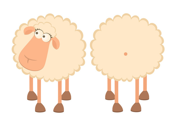 Иллюстрация двух мультяшных овец
 - Вектор,изображение