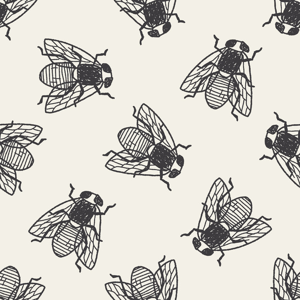 Fly bug doodle varrat nélküli mintát háttér - Vektor, kép