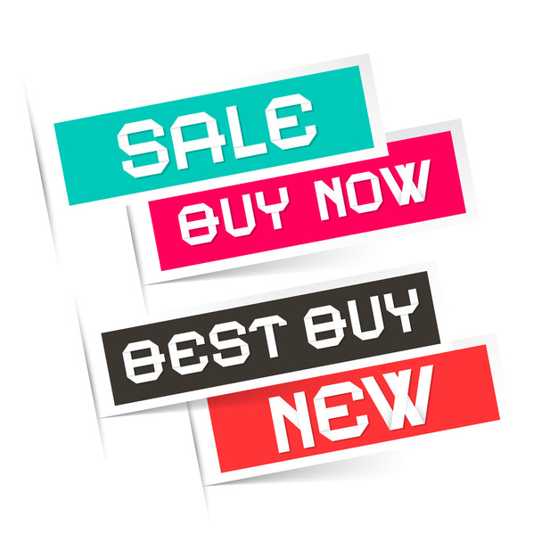 Sale - Buy Now - Best Buy and New Labels - Vector - Wektor, obraz