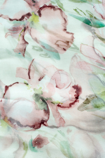 Fabric silk texture, abstract flowers  - Valokuva, kuva