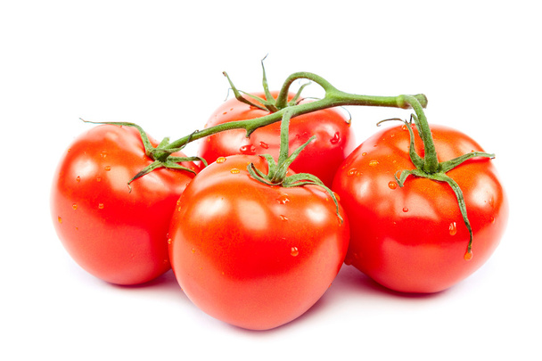 Branch of fresh tomatoes on white background. - Foto, afbeelding