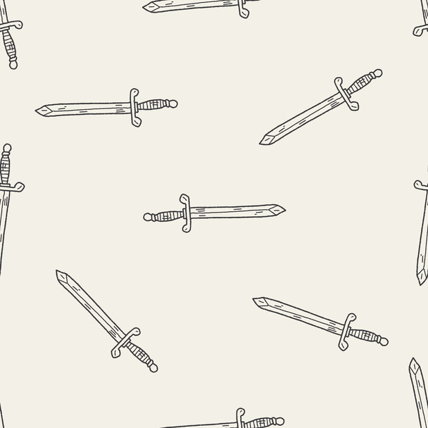 sword doodle seamless pattern background - Vector, Image
