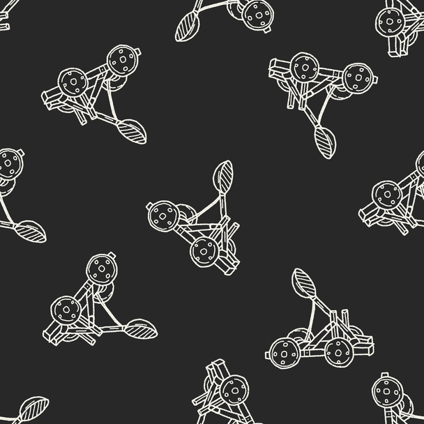 Trebuchet doodle seamless pattern background - Vector, Imagen