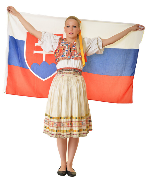 Woman dressed on slovakian folklore dress - Fotó, kép