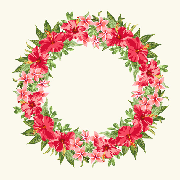 frame with hibiscus flowers - Vektori, kuva