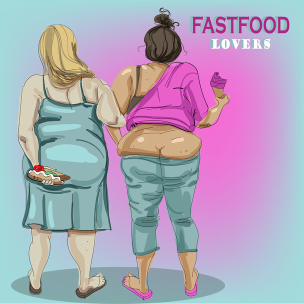 fat girls - Vector, Image