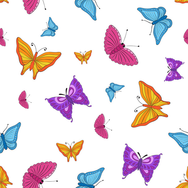 Seamless texture. colorful butterflies - Vector, Image