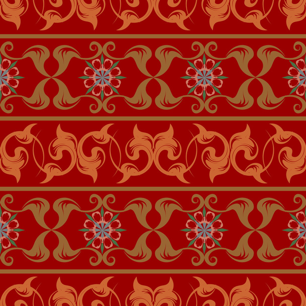 Vector repeating pattern with floral ornament in vintage style. - Vector, Image
