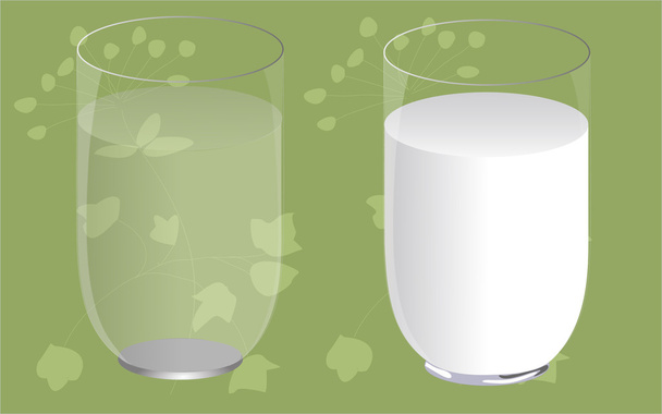 A glass of water and a glass of milk. - Vector, Image