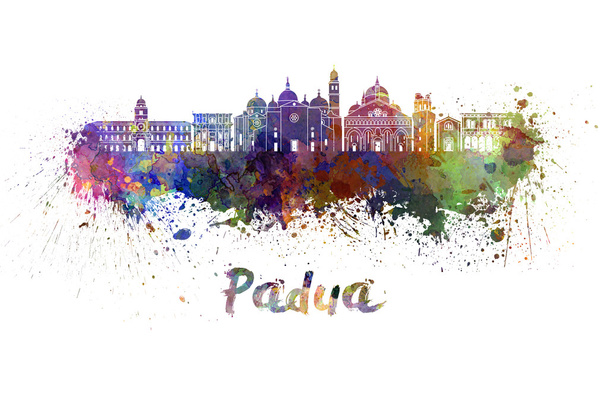 Skyline van Padua in aquarel - Foto, afbeelding