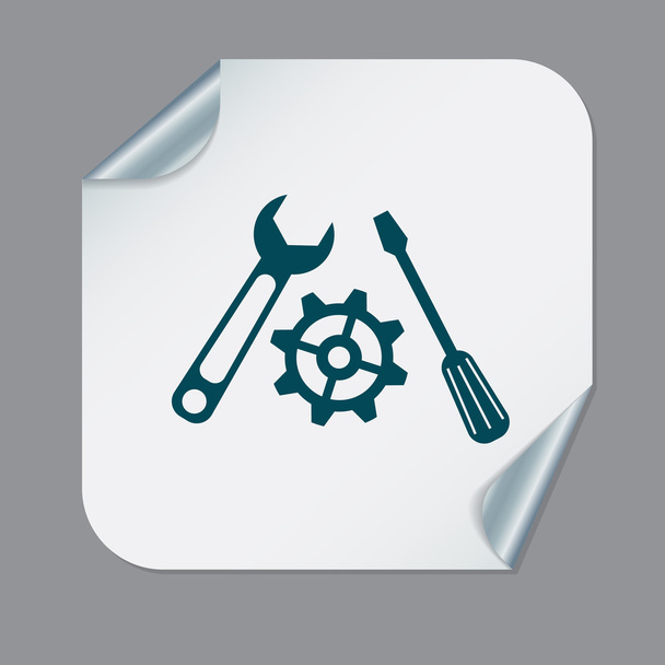 Screwdriver, cogwheel and wrench - Vector, Image