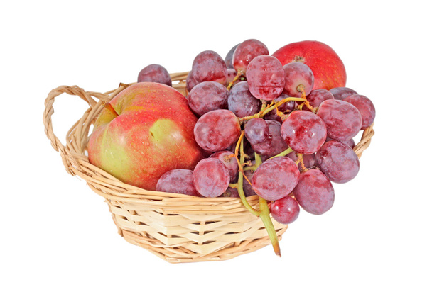 frischer roter Apfel und Trauben - Foto, Bild