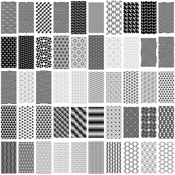 Set of black and white geometric seamless pattern. - Vector, Image