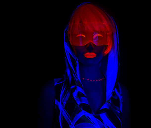 Sexy neon UV-gloed danser  - Foto, afbeelding