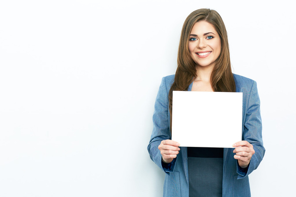 Businesswoman with blank card - Photo, Image