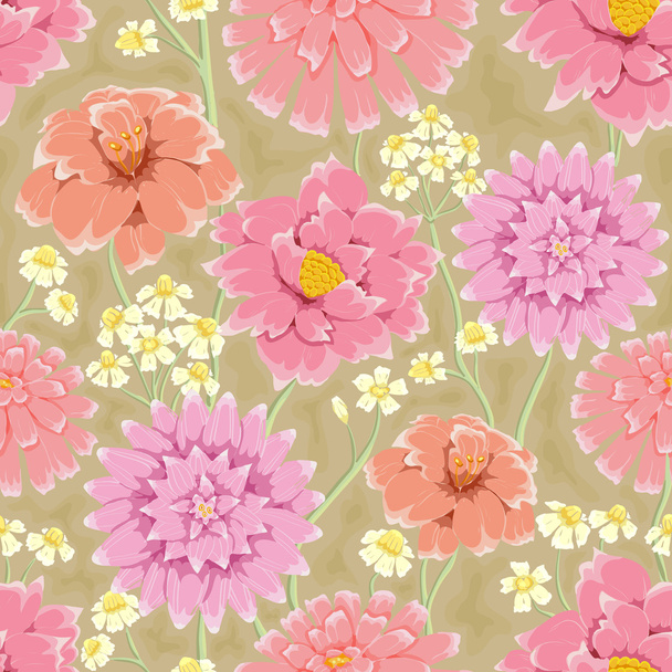 Seamless pattern with hand drawn flowers - Vetor, Imagem