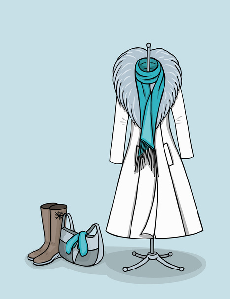 Zimní kabát a doplňky - Vektor, obrázek