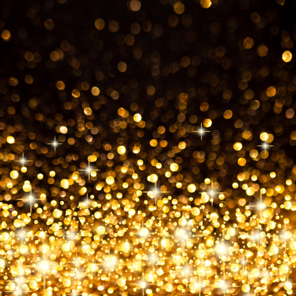 Golden Christmas Lights Background - Photo, Image