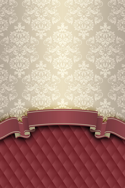 Decorative background with vintage patterns and ribbon. - Zdjęcie, obraz