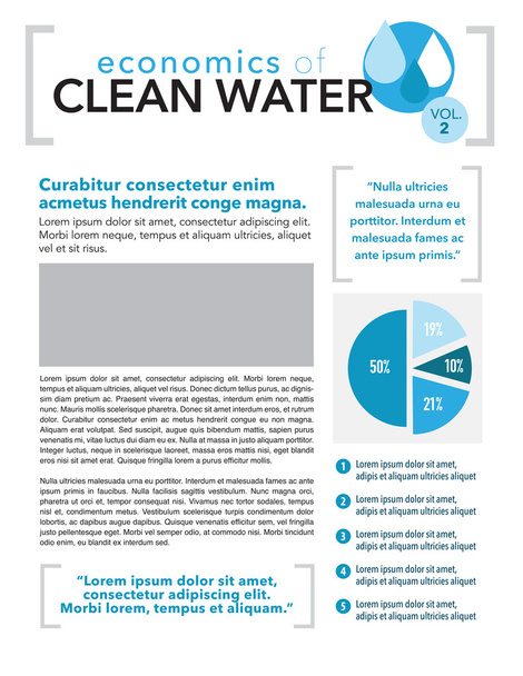 Água limpa página layout boletim informativo
 - Vetor, Imagem