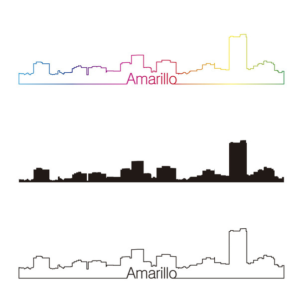 Amarillo skyline estilo lineal con arco iris
 - Vector, Imagen