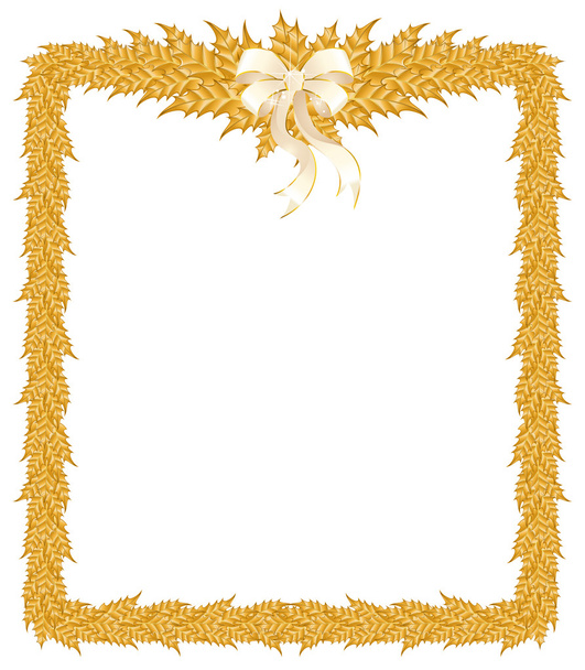 Красивая рождественская рамка с белым бантом на белом фоне
 - Вектор,изображение
