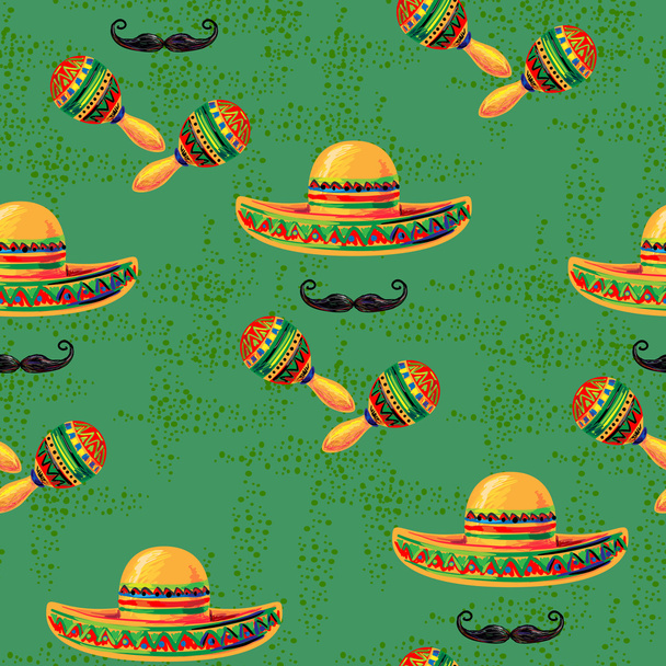 Mexican seamless music pattern - Vector, afbeelding