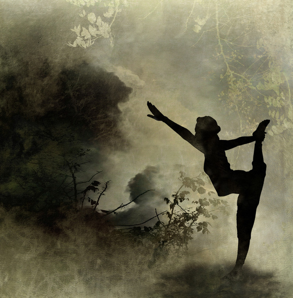 Yoga kunst achtergrond op doek - Foto, afbeelding