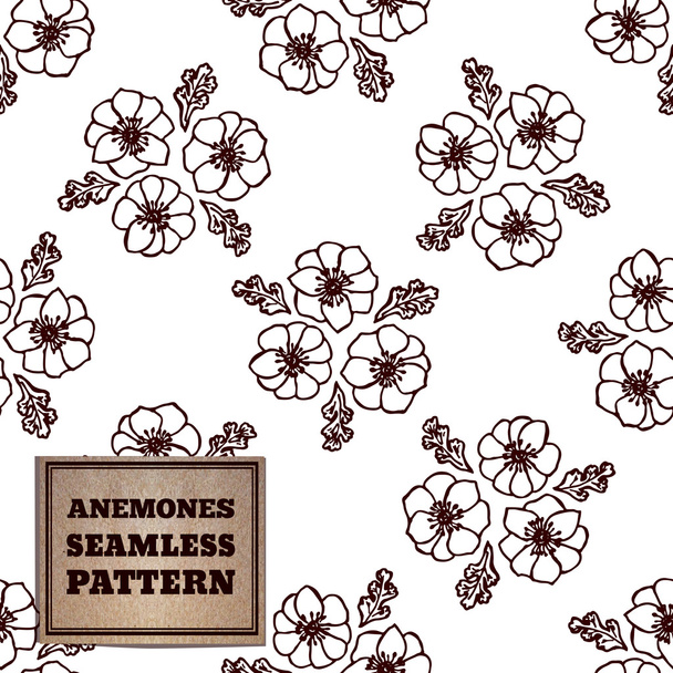 Seamless pattern with bouquet of anemones - Vector, Image