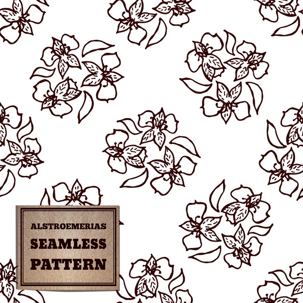 Seamless pattern with bouquet of alstroemerias - Vector, Image