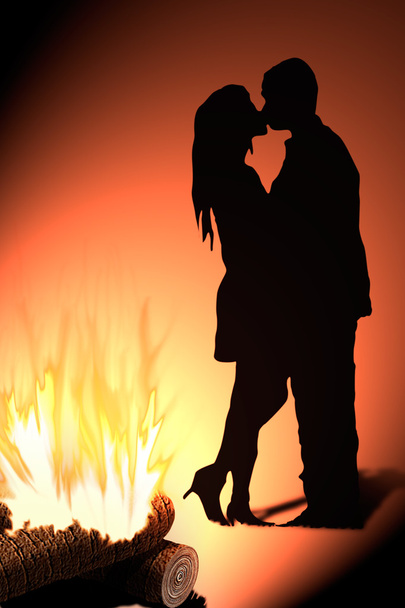 silhouette baiser dans le feu avant
 - Photo, image