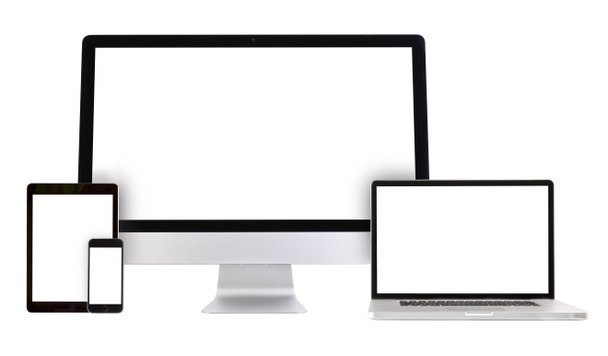 monitor moderno, computador, laptop, telefone, tablet
  - Foto, Imagem
