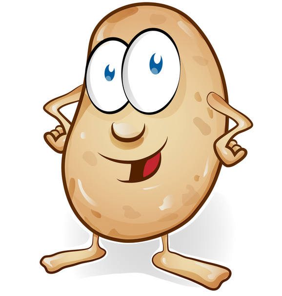 aardappel cartoon geïsoleerd op witte achtergrond - Vector, afbeelding