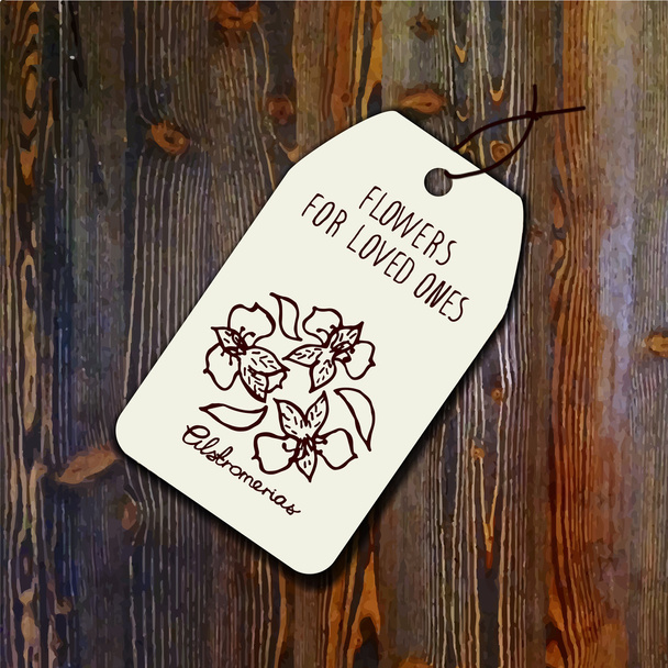 Modello Tag con bouquet di alstroemerie
  - Vettoriali, immagini