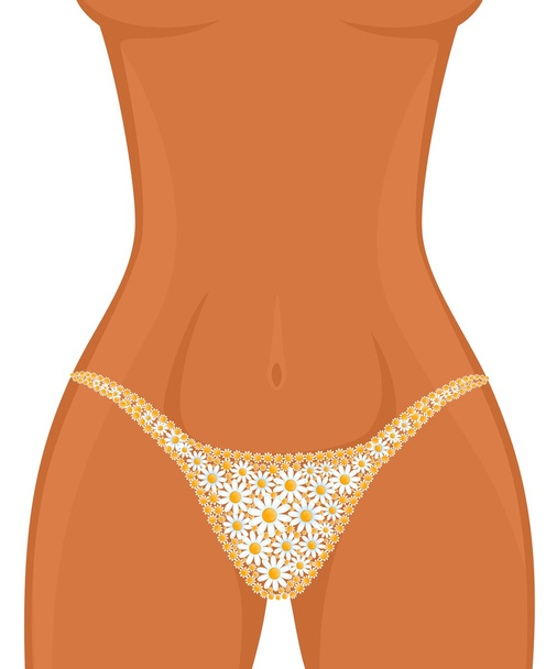 Sexy cosce femminili sono in Bikini witn camomille
 - Vettoriali, immagini