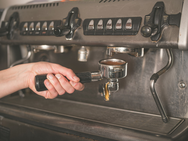 Hand operating coffee machine - Photo, Image