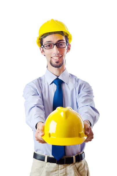 Construction safety concept with builder - Foto, imagen