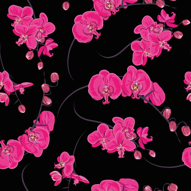 Pink orchid seamless pattern - Vetor, Imagem