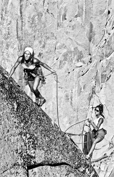 Equipe d'alpinistes atteignant le sommet
. - Photo, image