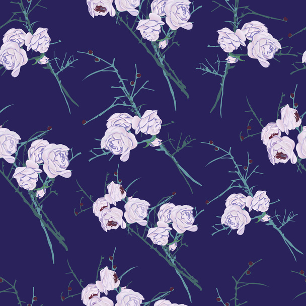Fantasy roses blue seamless pattern - Vettoriali, immagini