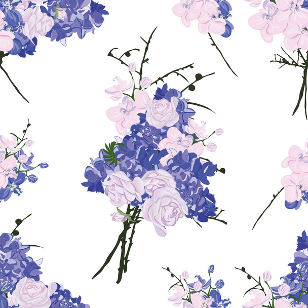 French bouquet purple seamless pattern - Διάνυσμα, εικόνα