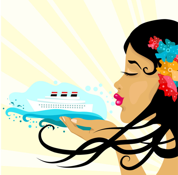 Иллюстрация летних путешествий с лайнером
. - Вектор,изображение